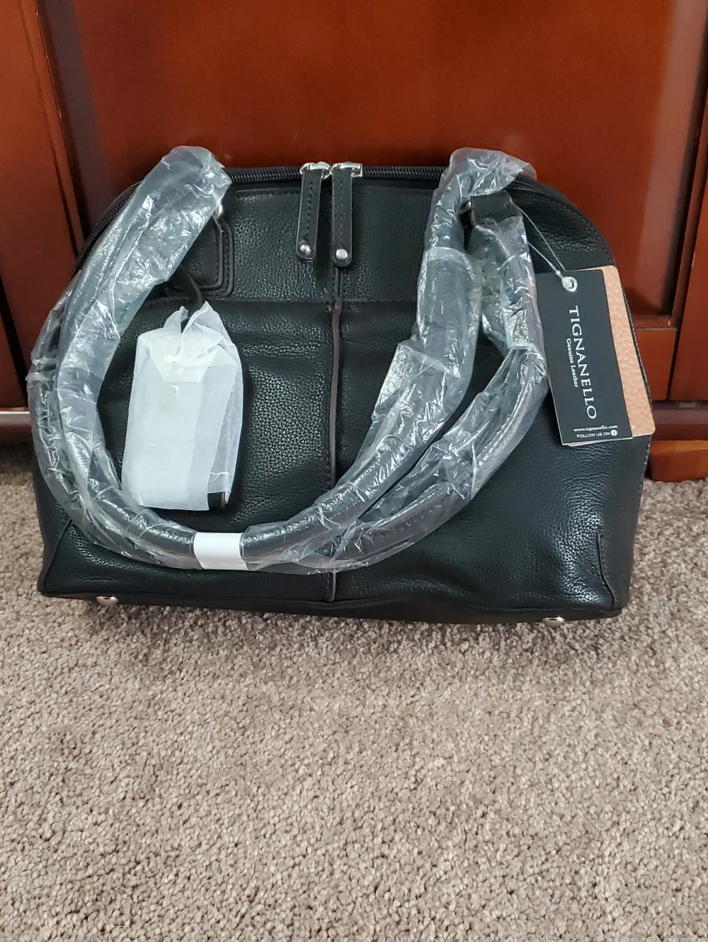 BRAND NEW!!  Tignanello Black Leather Women's Carryall Bag